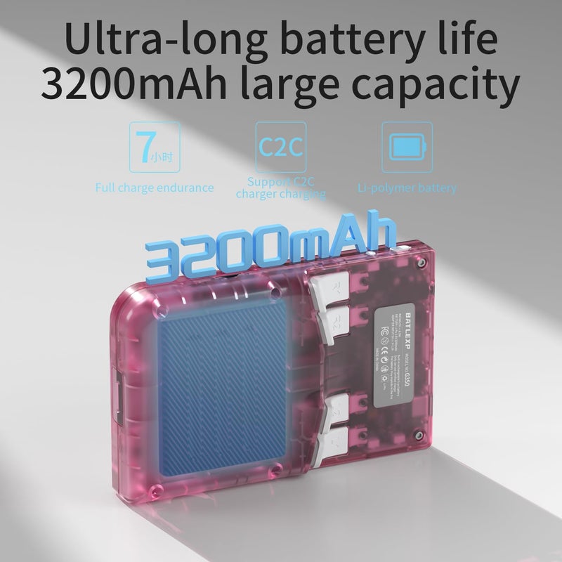 GiipGoop G350 Retro Handheld Game Console , G350 Retro Gaming Console 3.5'' IPS Screen Linux System Built-in 64G TF Card 20+Emulators Pre-Installed 4371 Games Retro Game Console with 3200mAh Battery Pink - Image 5